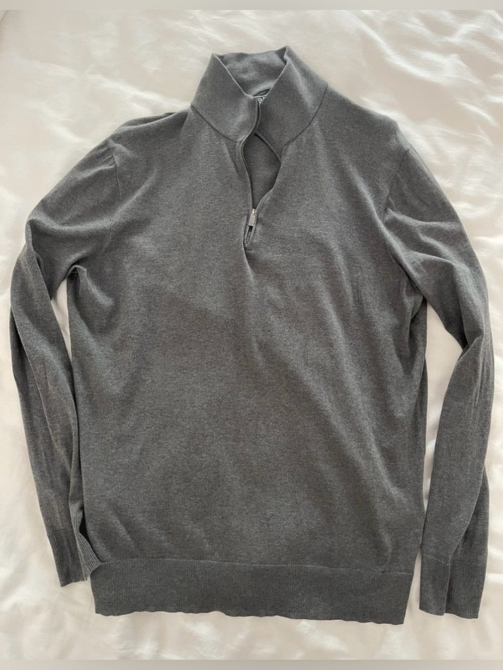 Ralph Lauren Polo Grey Cotton Quarter Zip Sweater Sz. Large